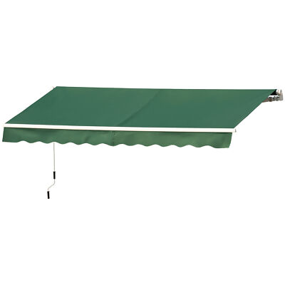 12'x10' Manual Retractable Window Awning Outdoor Sunshade Shelter Patio Balcony