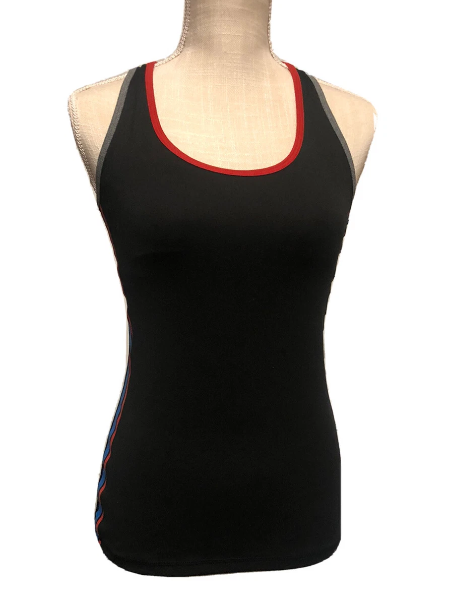 C9 by Champion Women's XS Tank Top Racerback Built In Bra Black Red Blue  Accent