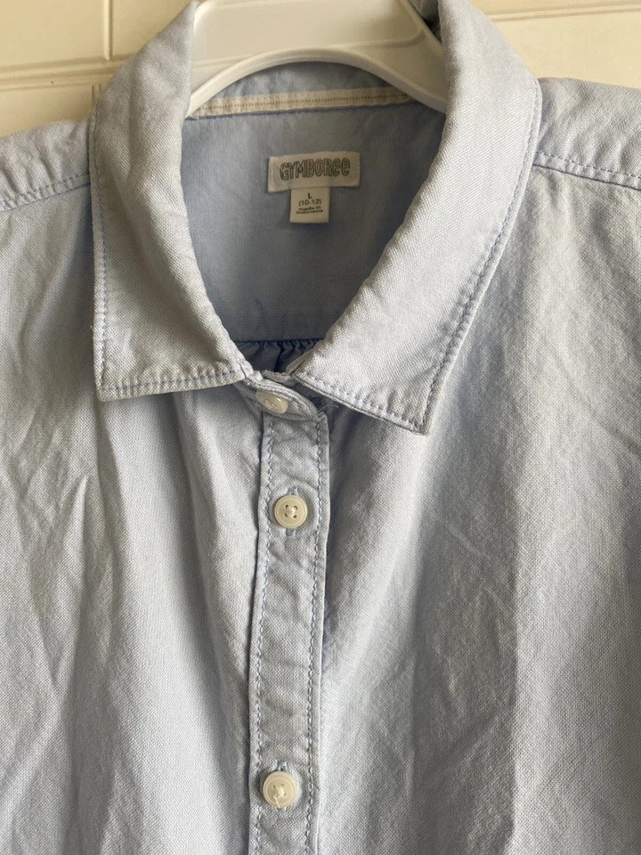 Camisa Gymboree Niñas 10 12 Azul Claro Manga Corta Uniforme Básico Con Botones Foto 2 de 4