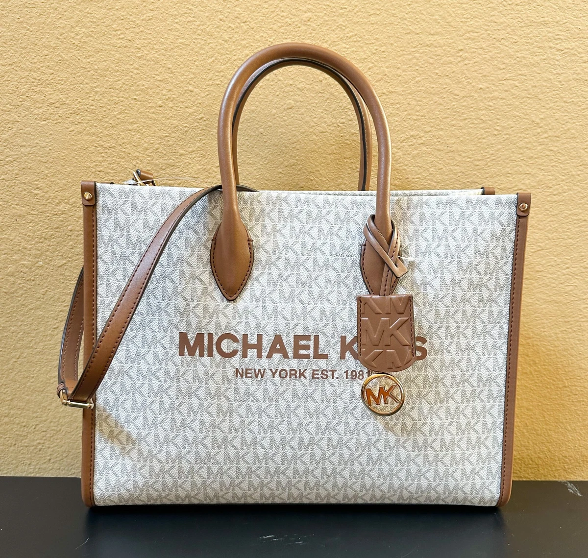 Michael Kors Mirella Medium EW Tote Bag Vanilla MK Signature Satchel  Shoulder