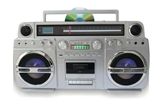 TechPlay "Monster S" 1980S-Style Portable Boombox/CD/Cassette AM/FM, rechargeabl