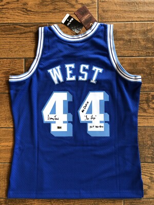 Jerry West Signed Los Angeles Lakers Blue Mitchell & Ness Jersey 3