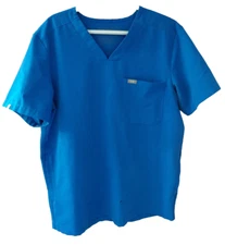 Figs Scrub Top Technical Coll. Medium Blue 3 Pockets V Neck TM3000 Please read