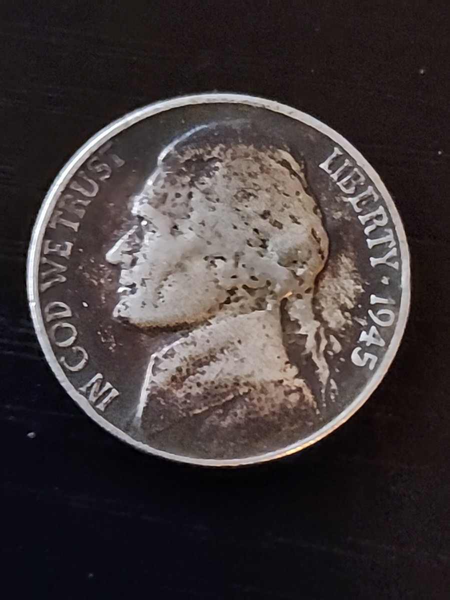 1945 Jefferson Nickel No Mint Mark on Front Multiple Errors Silver