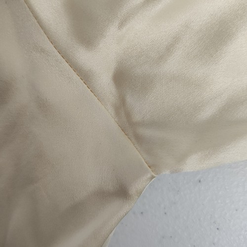 Vintage Anne Klein II 100% seta panna collo alto manica lunga colletto bottoni taglia 8 - Foto 8 di 12