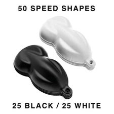 Speed Shapes 25 Black / 25 White - Plastic Paint Display Hydrographics - 50 Pack
