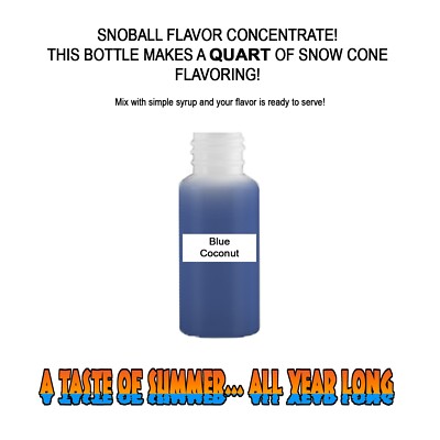 BLUE COCONUT MIX Snow CONE/SHAVED ICE Flavor QUART #1 CONCESSION SUPPLIES
