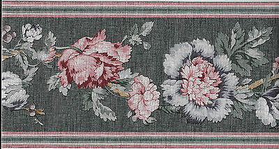 VICTORIAN JACOBEAN FLORAL ON DARK GREEN WALLPAPER BORDER eBay