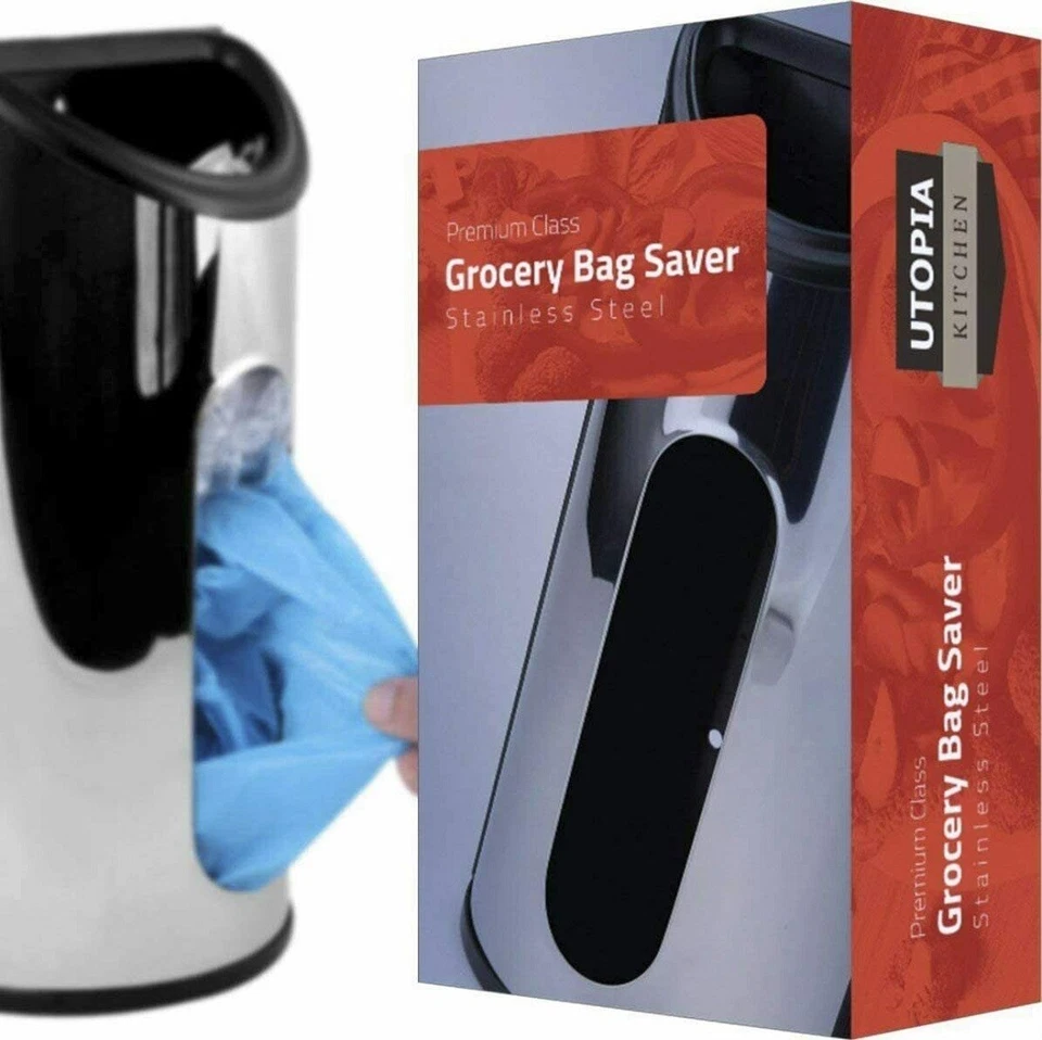 Dispensador organizador de bolsas plásticas de acero inoxidable para la cocina  Foto 2 de 4