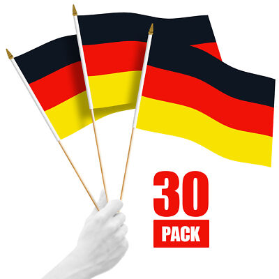 G128 30 Pack Handheld Germany German Flags 12x18 In Printed 150D Polyester