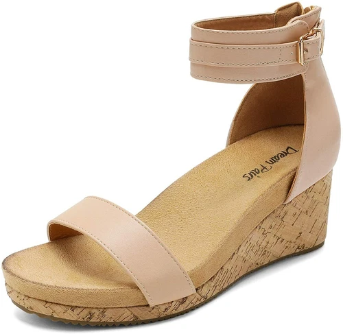 Women Ankle Strap Open Toe Back Zipper Platform Casual Dress Wedge Sandals - Picture 32 of 39
