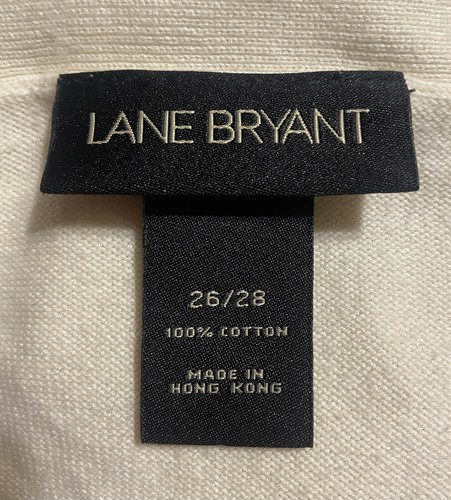 Cardigan maglione donna Lane Bryant taglia 26/28 bianco sporco 100% cotone comodo - Foto 2 di 17