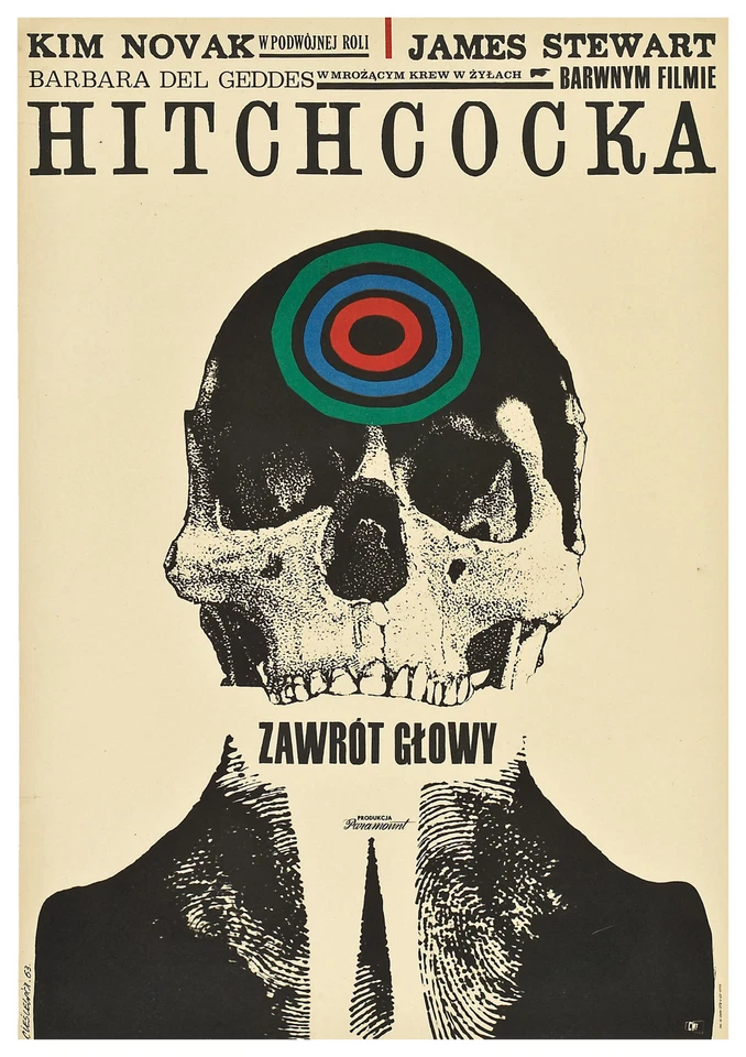 VERTIGO Movie Poster RARE Czech Polish Art