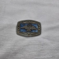Vintage Harley Davidson Winged 1 Belt Buckle CII New York Blue Enamel