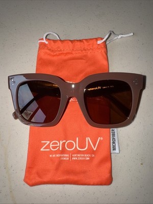 ZEROUV ZERO UV Bold Oversize Square Horned Rim Flat Lens Sunglasses NEW NWT