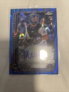 2025 Topps Chrome Drew Romo Rookie RC Blue Wave Auto /150 #RA-DRR Colorado