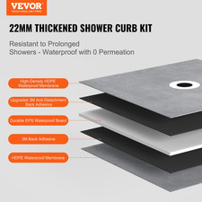 VEVOR Shower Curb Kit, 36"x36" Shower Pan Kit with 6.3" Central Drain, Lightweig