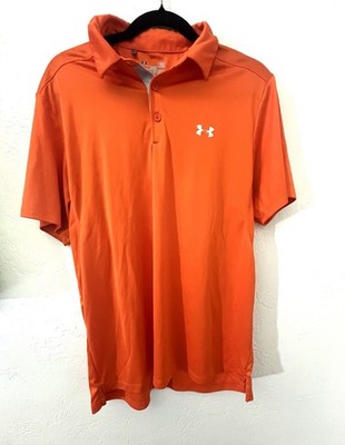 Under Armour Heatgear Golf  Polo Shirt Bright Orange Sz L large Regular Fir