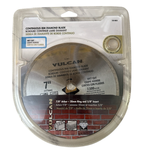 Lot of 4 ~ Vulcan 7" Continuous Rim Diamond Wet Cut Blade 7/8" Arbor 725-9823 - Picture 2 of 5
