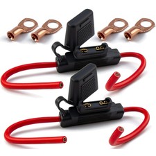 2Pcs Black In-Line 8 Gauge AWG Waterproof Fuse Holder for Maxi Fuse with 4Pcs