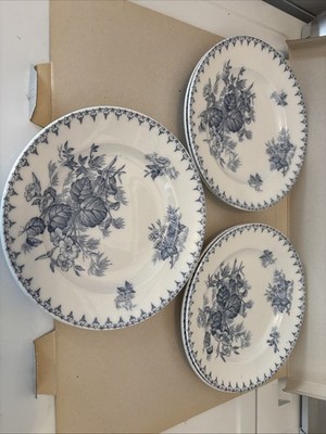 Set Of Six Early 1900s Assiettes plates Sarreguemines Flore Excellent Condition