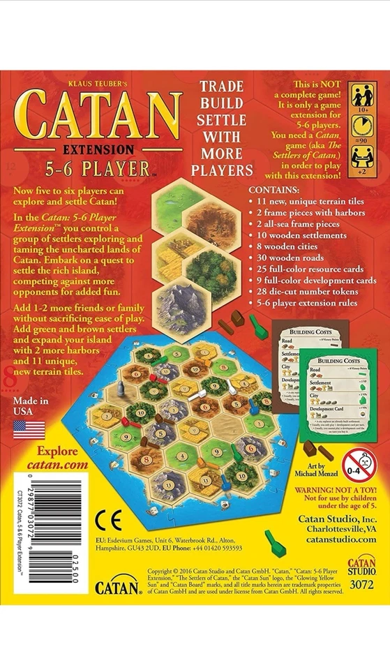 The Settlers of -/ Catan 5-6 Player£ Extension / Expansion - Sealed Brand New - Image 3 of 3