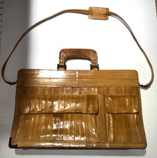 Vintage Eel Skin Briefcase with Handle and Shoulder Strap - 17" x 11"