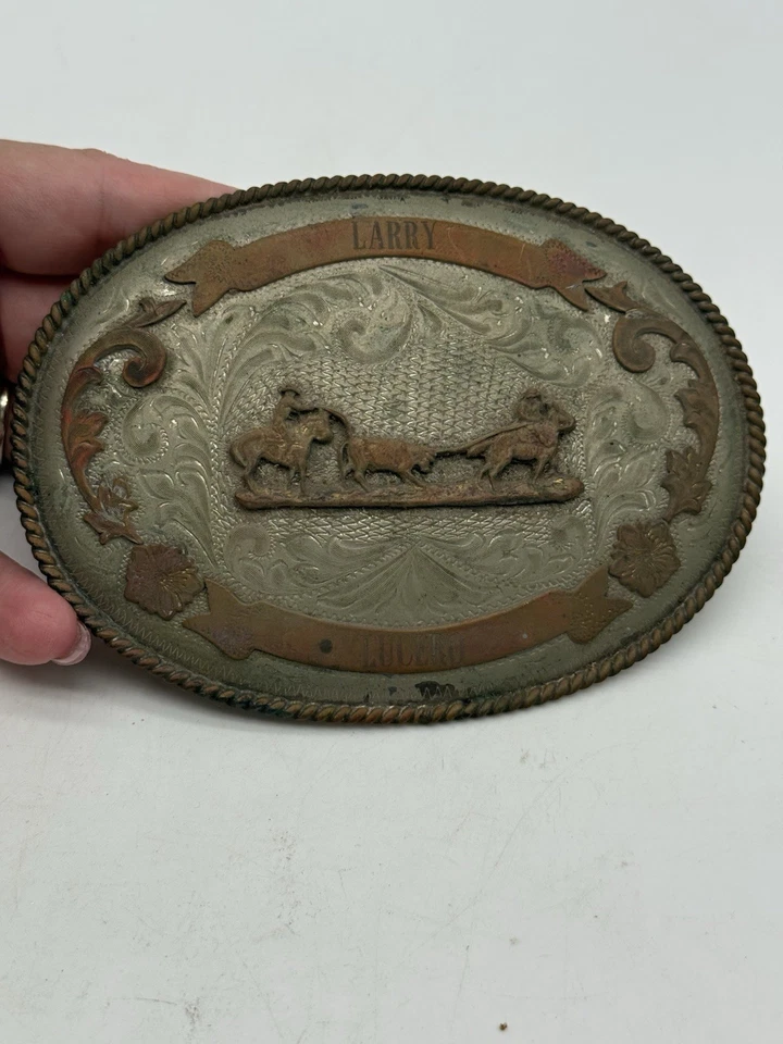 Alpaca Roping Rodeo Cowboy Western Trophy Cowboy Western Vtg Belt Buckle - Image 2 of 4