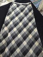 Plaid A-Line Skirt Black Gray Beige Classic Homemade Side Zip No Size Vtg 70's
