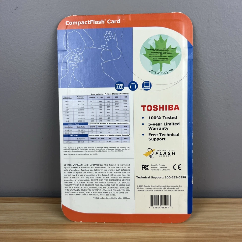 Toshiba 1 GB Compact Flash Card NEW SEALED - Image 2 of 3