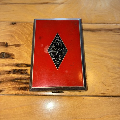 Vintage Evans Gold Tone Cigarette Case Barely Used Japan Red