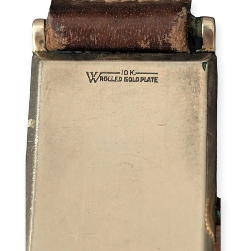 Reloj Tanque Waltham Art Deco Para Hombre De Colección 7J 10K Estuche RG + Correa Bulova - Funciona - Imagen 7 de 7