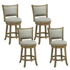 25"Swivel Bar Stools Set of 4, w/Backrests and Wood Frame,Upholstered Bar Chairs