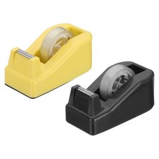2pcs Tape Dispenser Desk, Small Tape Dispenser Cute Desktop, Yellow Black