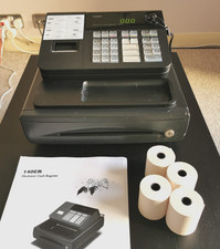 Casio 140CR Electronic Cash Register Till Fully Working + 2 Keys + 4 Till Rolls