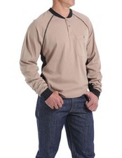 Cinch Work Shirt Mens L/S Flame Resistant Henley 3XL Khaki WLK3208001