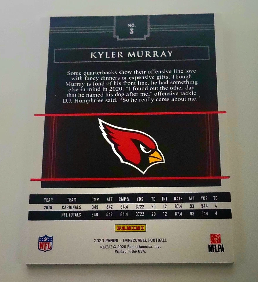 2020 Panini Impeccable Football Kyler Murray /75 Card #3 Arizona Cardinals  - Image 4 of 4