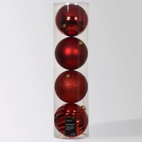 Christbaumkugeln, Weihnachtsrot, Kunststoff, Ca. Ø 14 Cm, 4Er-Set
