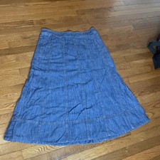 Talbots Womens Denim Maxi Skirt 4 Blue A-Line Fit Flare Modest, Elegant.