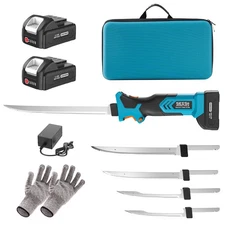 Seesii Electric Cordless Fillet Knife for Fish 4 Blades 2 Rechargeble Battery