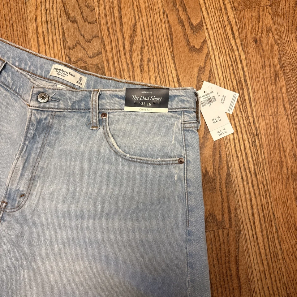 Abercrombie & Fitch The Dad Corto tiro alto curva amor talla 33/16 nuevo con etiquetas lavado ligero Foto 2 de 4
