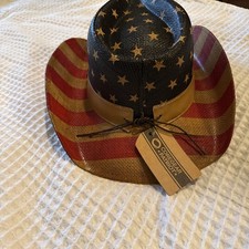 Straw American Flag Cowboy Hat. Men, Women, Looks Vintage. One Size Fits All