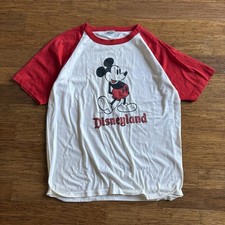 Vintage 90s Red Ringer Disneyland Mickey Mouse Tee Size Xl Good Condition Y2K