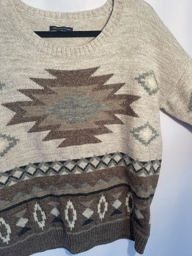 American Eagle Sweater Mens Large Aztec Geometric Design Comfort Style Wool - Picture 4 of 16