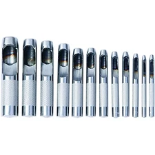 Harden Pro Hollow Hole Punch Set - 12 Piece Heavy Duty CRV Steel Punch Tool - Zi