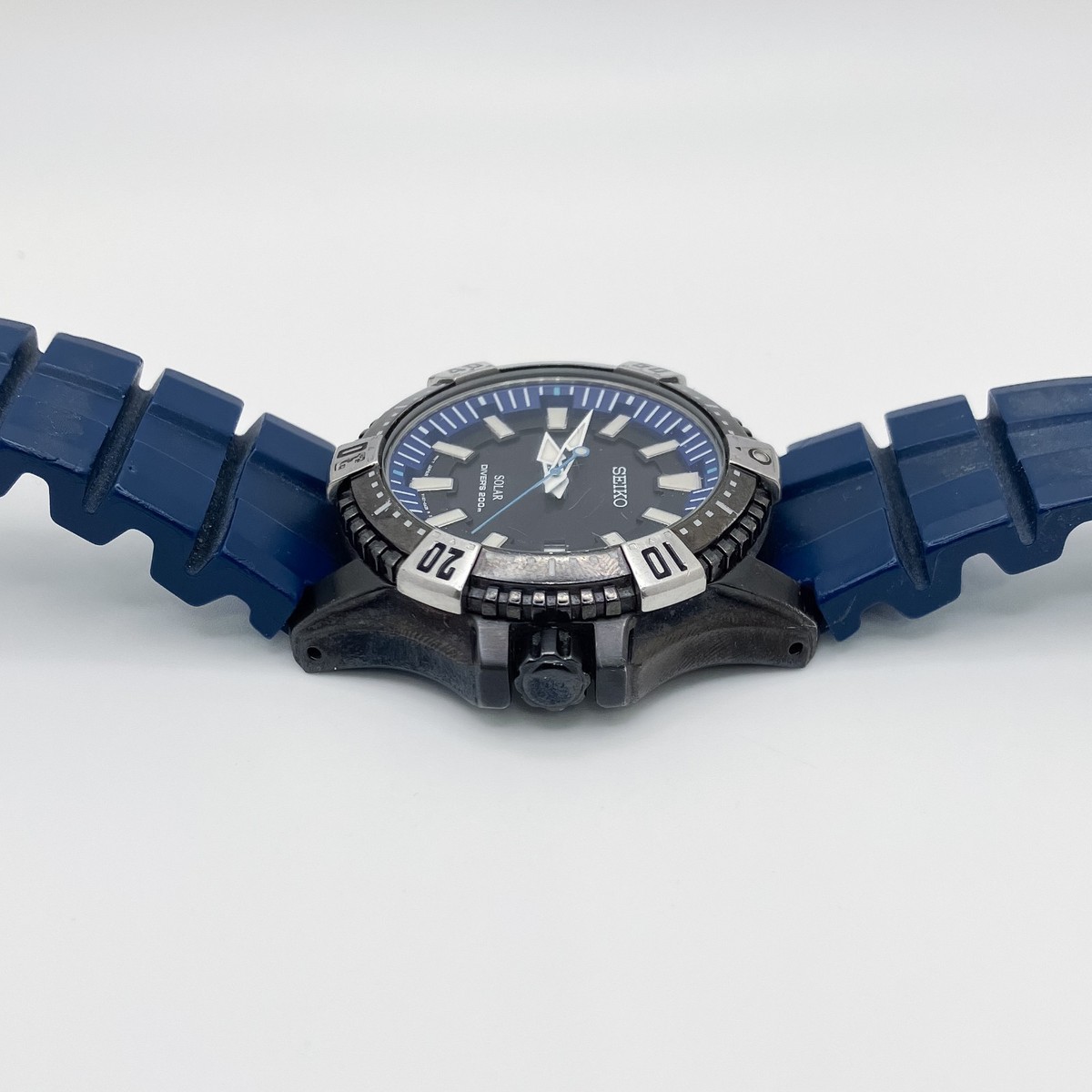 Seiko Solar Diver 200m V157-0AS0 43mm Blue Dial Rubber Strap Mens