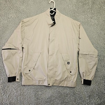 DRYJOYS BY FOOTJOY Convertible Jacket Mens Large Beige Waterproof Golf *Stain
