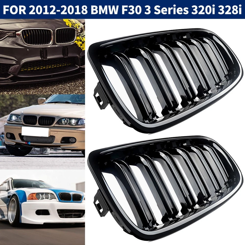 Parrilla delantera negra brillante para BMW F30 serie 3 320i328i 2012-2018 WR Foto 3 de 4