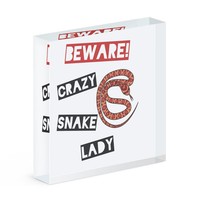 Beware VerrüCkte Schlange Damen Acryl Foto Block Rahmen Lustig