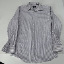 HUGO BOSS Shirt Mens M White Purple Striped Button Up Long Sleeve Slim Fit